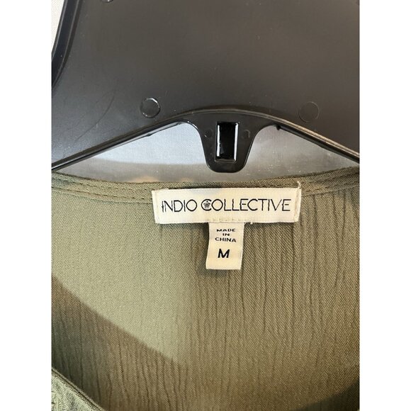 Indio Collective Medium Women’s Green Long Sleeve Embroidered Blouse - Picture 2 of 11